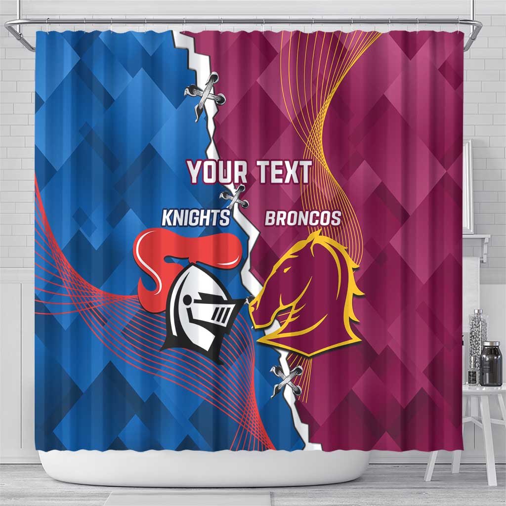 Custom Broncos And Knights Rugby Shower Curtain Dynamic Version