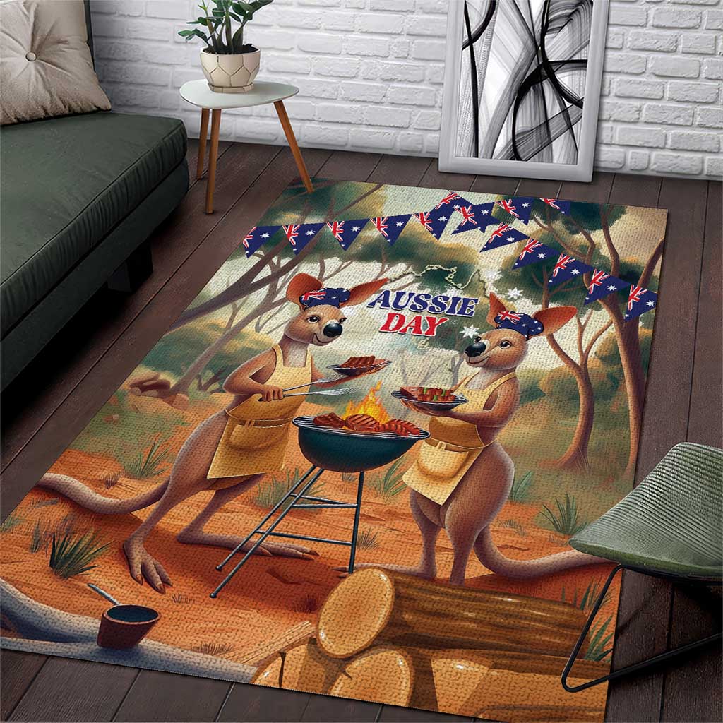 Kangaroos Australia Day Area Rug It's Barbecue Time