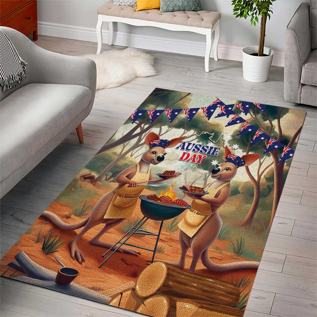 Kangaroos Australia Day Area Rug It's Barbecue Time