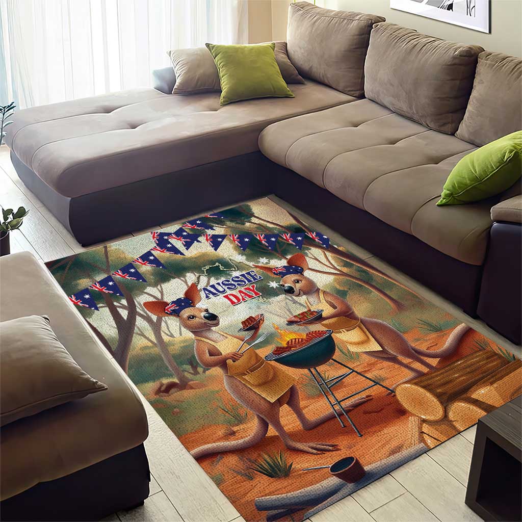 Kangaroos Australia Day Area Rug It's Barbecue Time