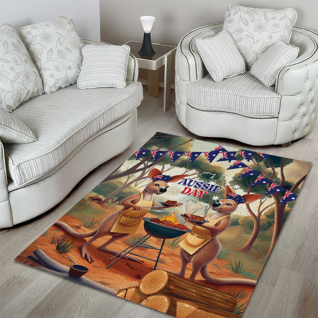 Kangaroos Australia Day Area Rug It's Barbecue Time