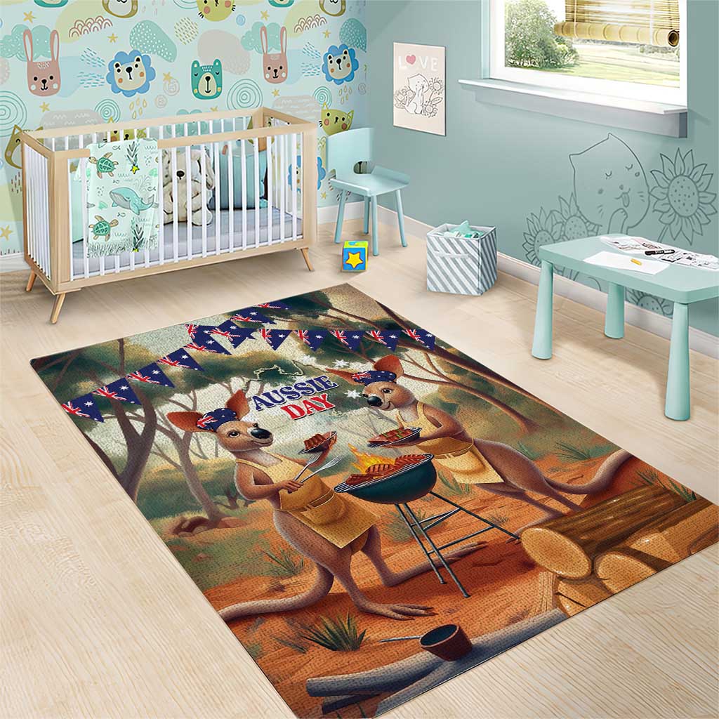 Kangaroos Australia Day Area Rug It's Barbecue Time