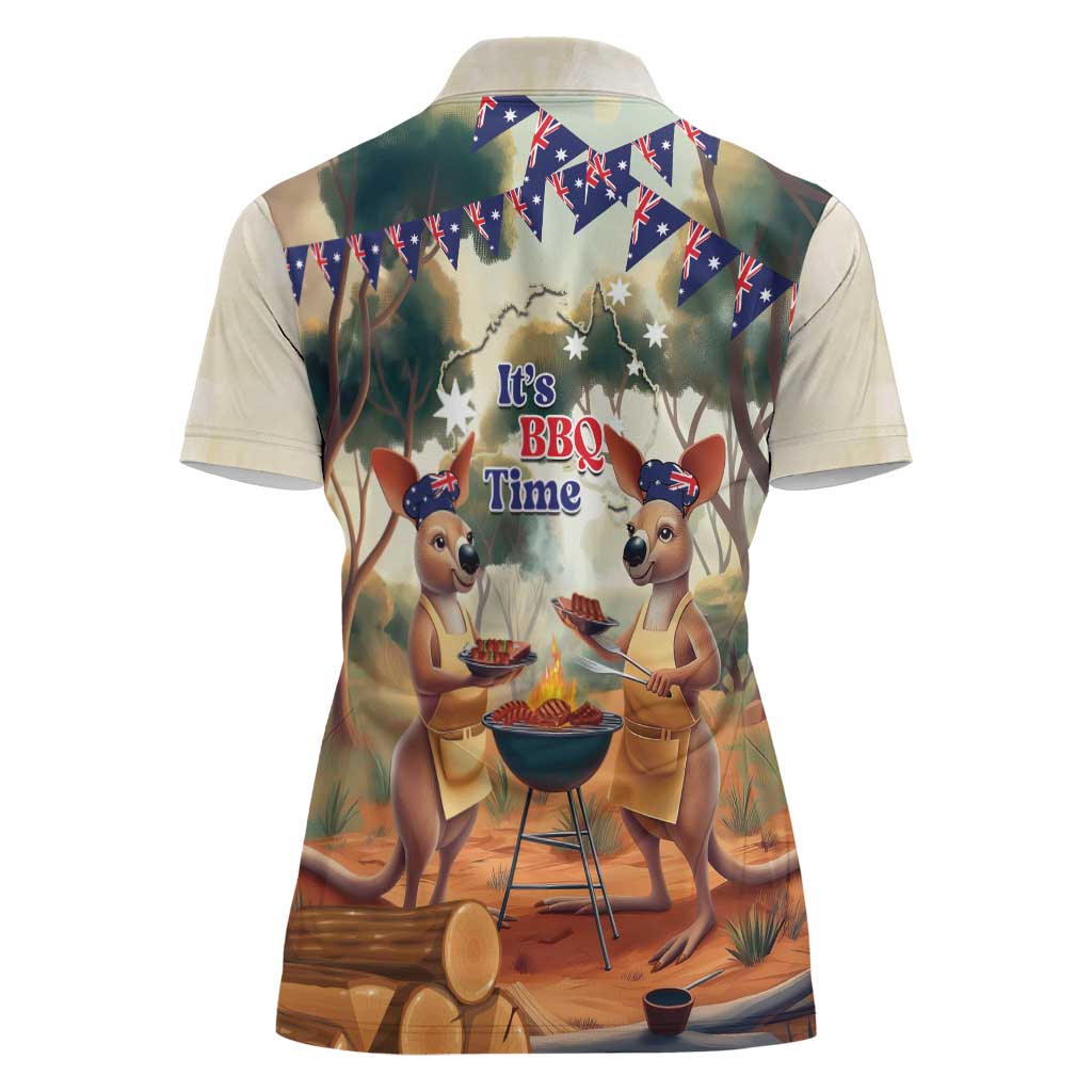 Kangaroos Australia Day Women Polo Shirt It's Barbecue Time