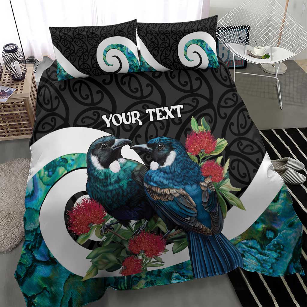 Personalised Valentine's Day New Zealand Bedding Set Tui Bird Couple Kowhaiwhai Mix Pohutukawa