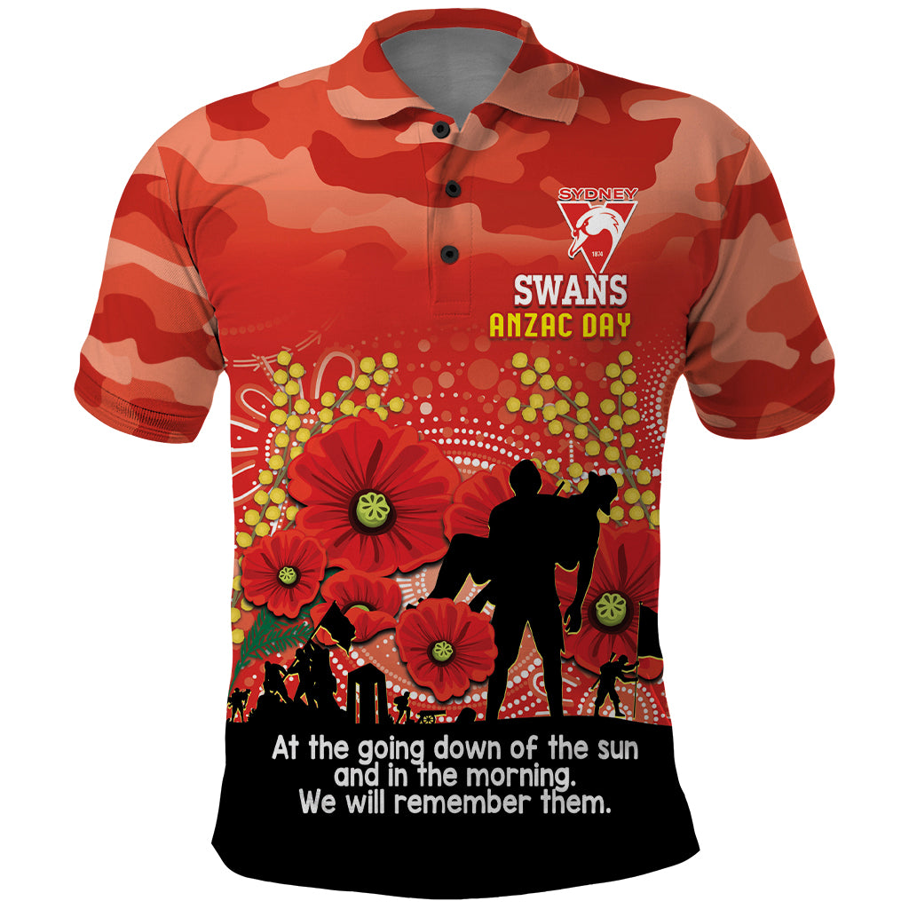 Custom Swans Football ANZAC Polo Shirt Gallipoli Camouflage With Poppies