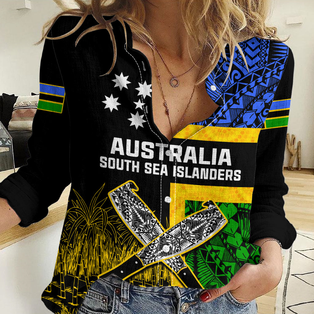 (Custom Personalised) Australian South Sea Islanders Flag Style Women Casual Shirt LT14