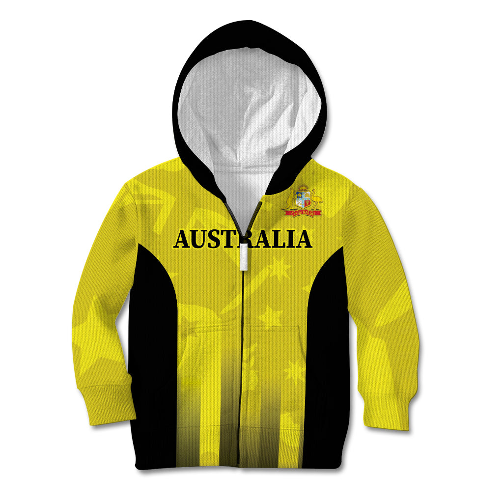 Custom Australia Cricket Kid Hoodie 2024 World Cup Go Aussie - Gold Version