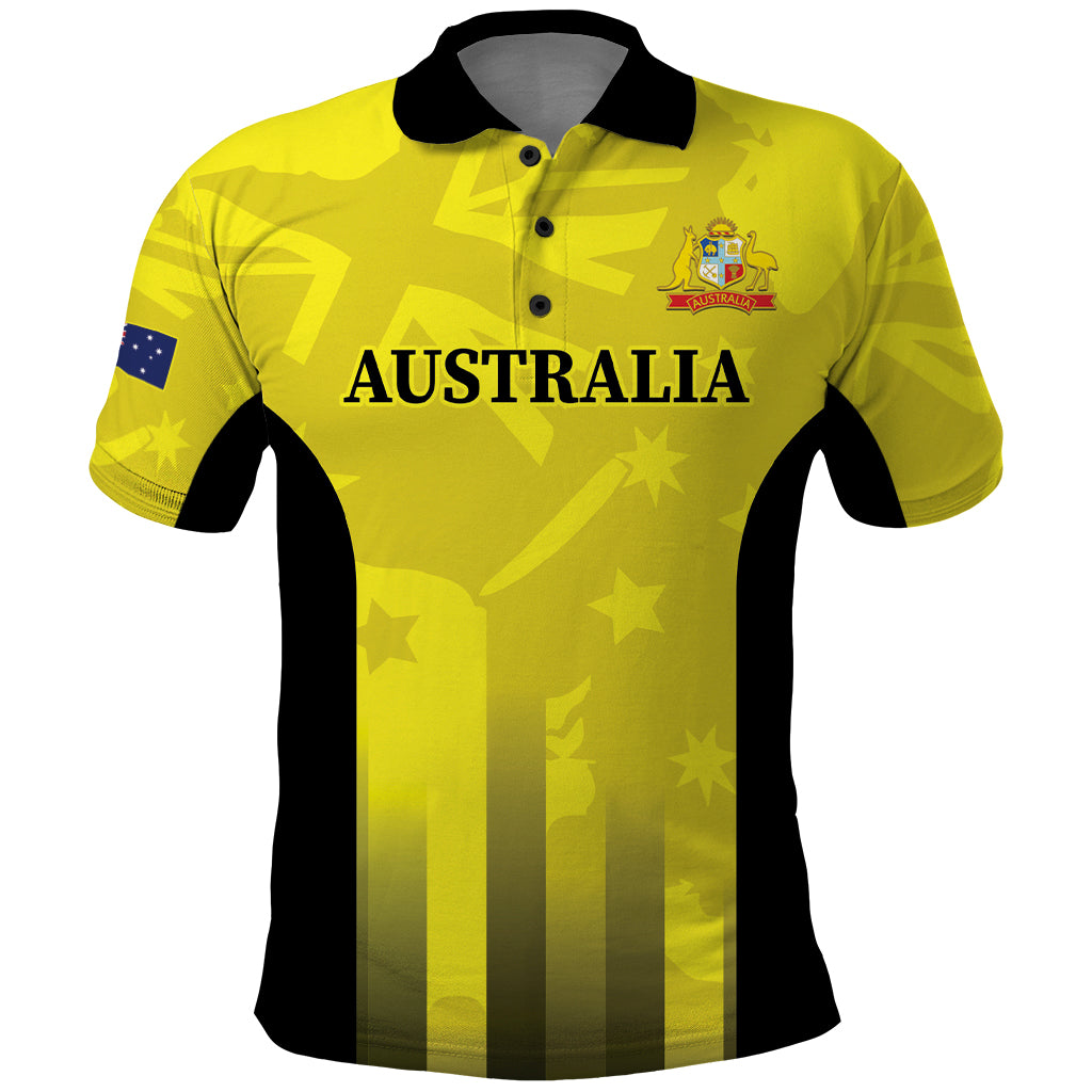 Custom Australia Cricket Polo Shirt 2024 World Cup Go Aussie - Gold Version