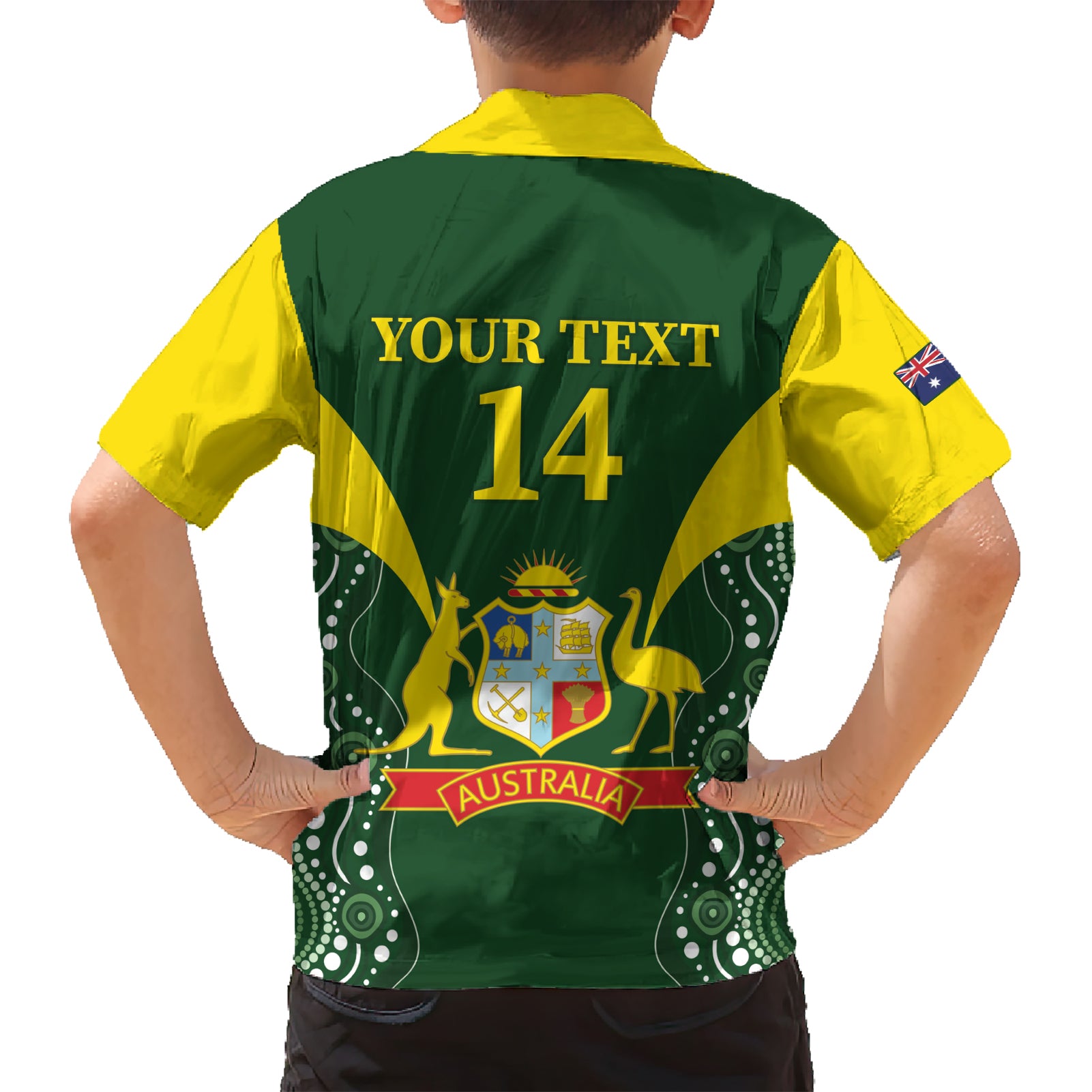 Custom Australia Cricket Kid Hawaiian Shirt 2024 World Cup Go Aussie - Green Version