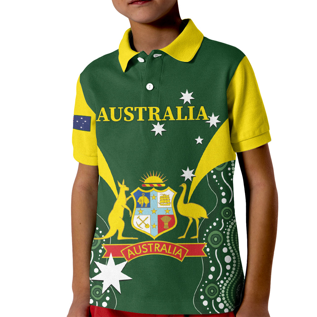 Custom Australia Cricket Kid Polo Shirt 2024 World Cup Go Aussie - Green Version