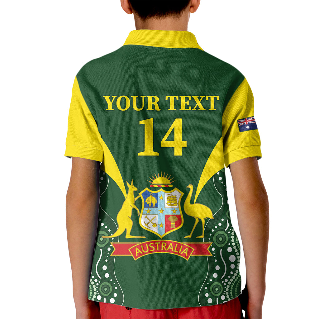 Custom Australia Cricket Kid Polo Shirt 2024 World Cup Go Aussie - Green Version