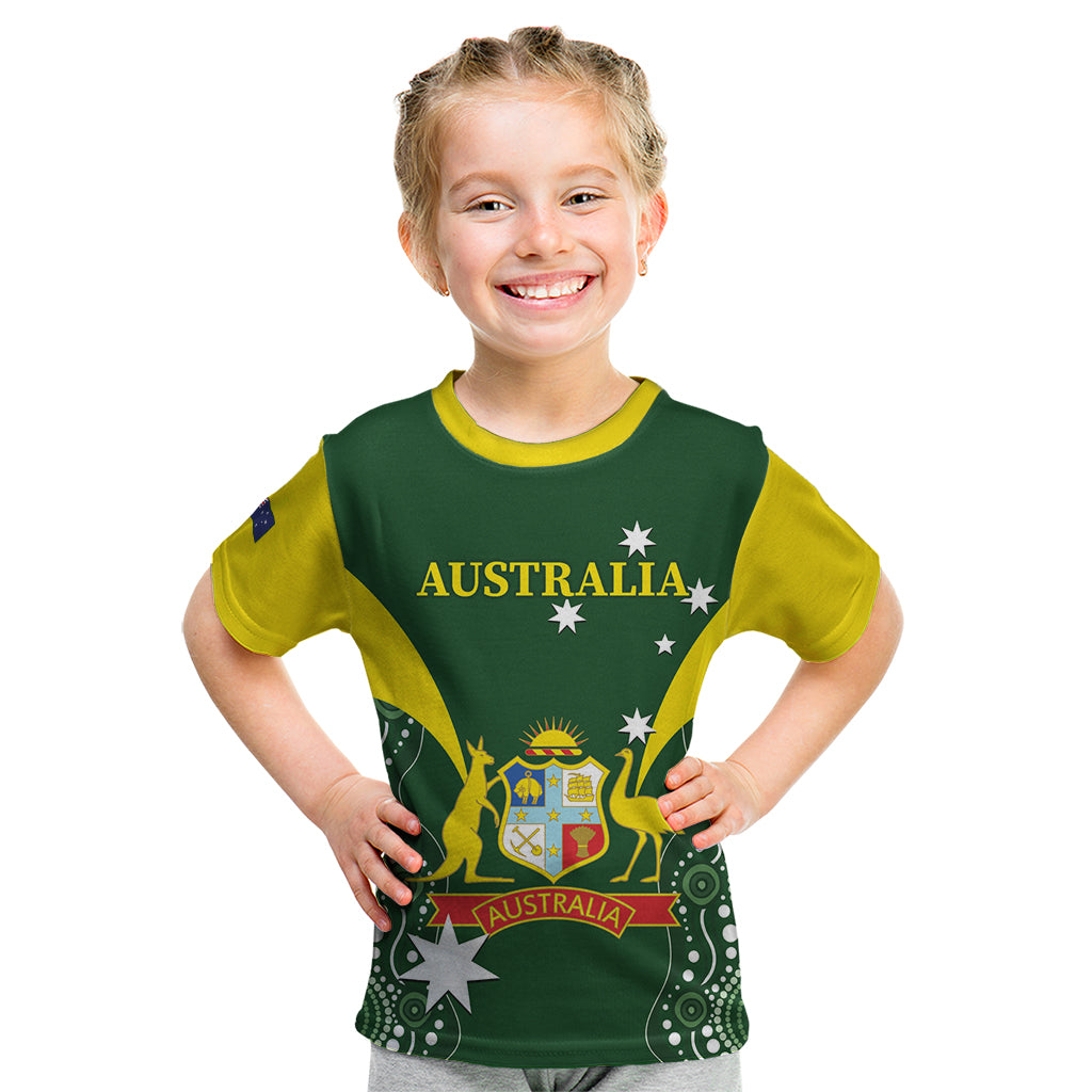 Custom Australia Cricket Kid T Shirt 2024 World Cup Go Aussie - Green Version