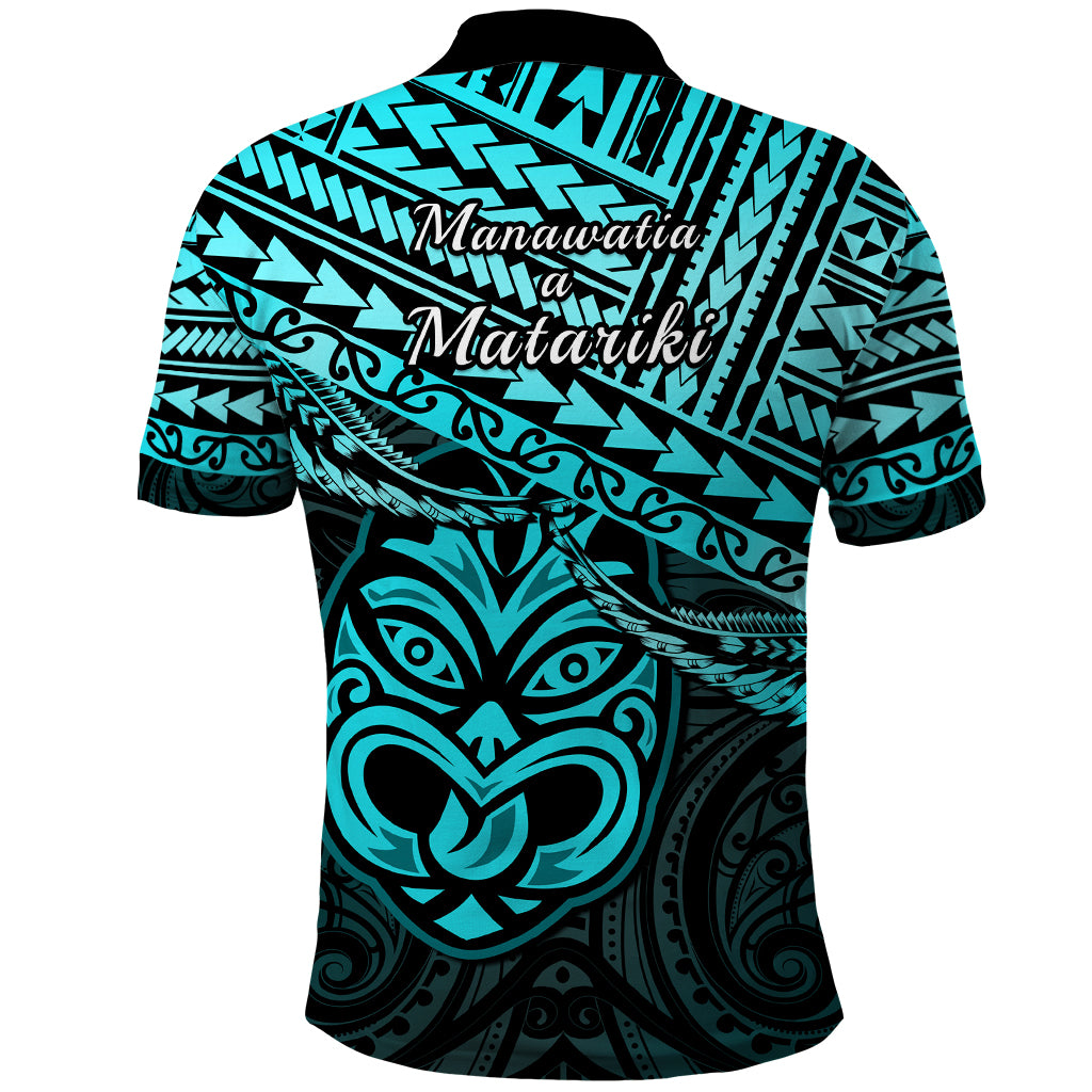 Matariki New Zealand Polo Shirt Maori New Year Tiki Turquoise Version LT14