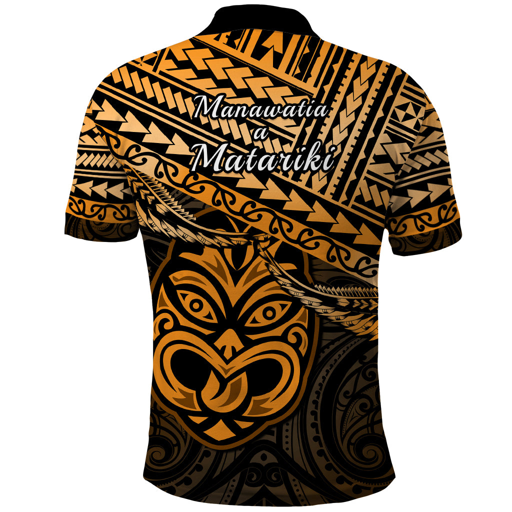 Matariki New Zealand Polo Shirt Maori New Year Tiki Gold Version LT14