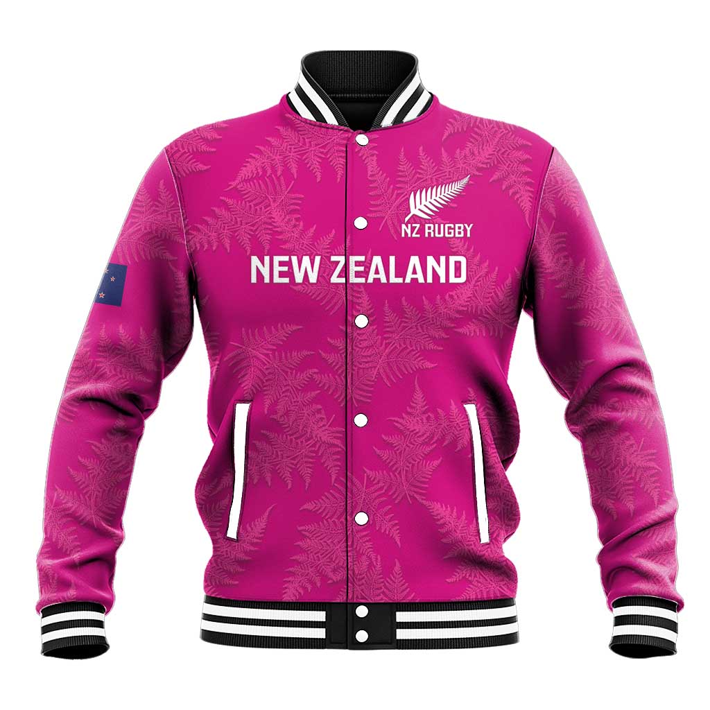 Custom New Zealand Silver Fern Rugby Baseball Jacket Go Aotearoa - Pink Version