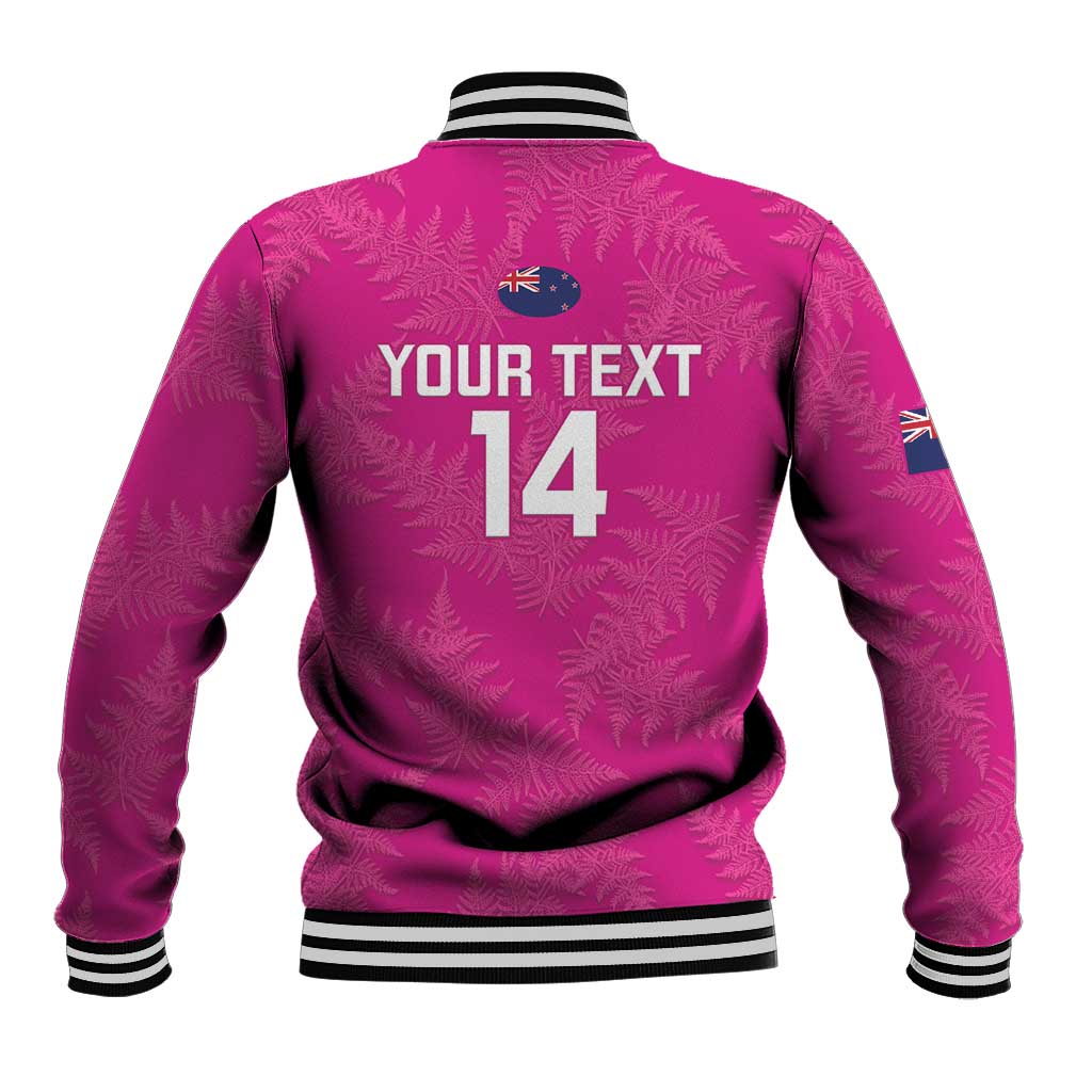 Custom New Zealand Silver Fern Rugby Baseball Jacket Go Aotearoa - Pink Version