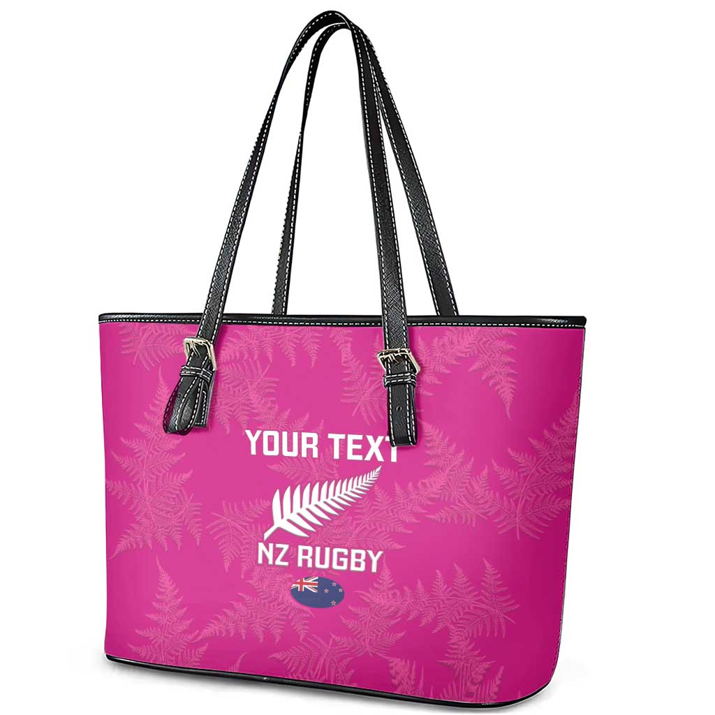 Custom New Zealand Silver Fern Rugby Leather Tote Bag Go Aotearoa - Pink Version