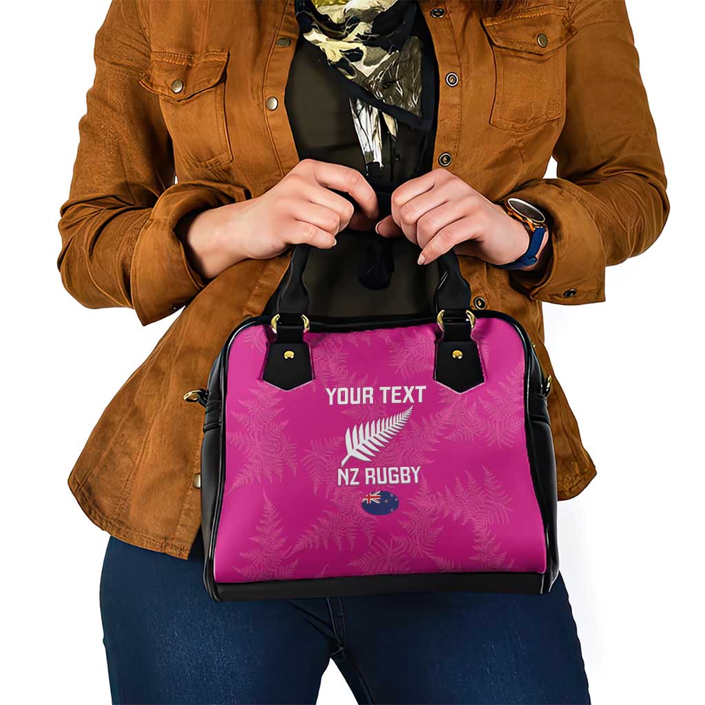 Custom New Zealand Silver Fern Rugby Shoulder Handbag Go Aotearoa - Pink Version