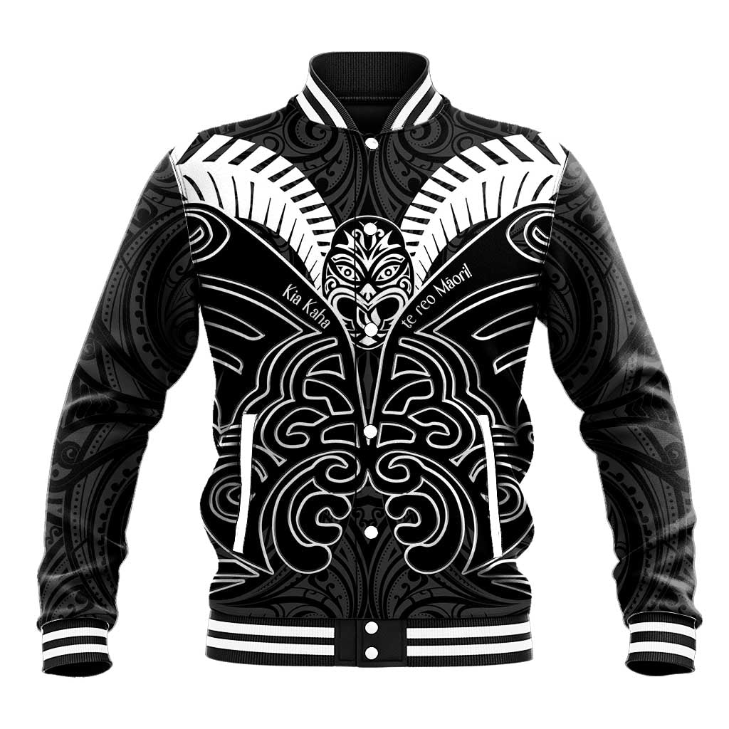 Kia Kaha Te Reo Maori Baseball Jacket Aotearoa Hei Tiki With Hongi