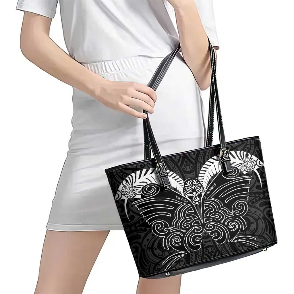 Kia Kaha Te Reo Maori Leather Tote Bag Aotearoa Hei Tiki With Hongi