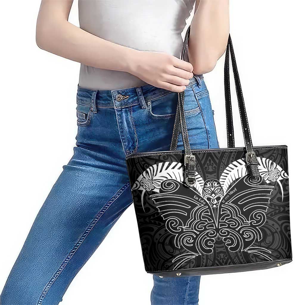 Kia Kaha Te Reo Maori Leather Tote Bag Aotearoa Hei Tiki With Hongi