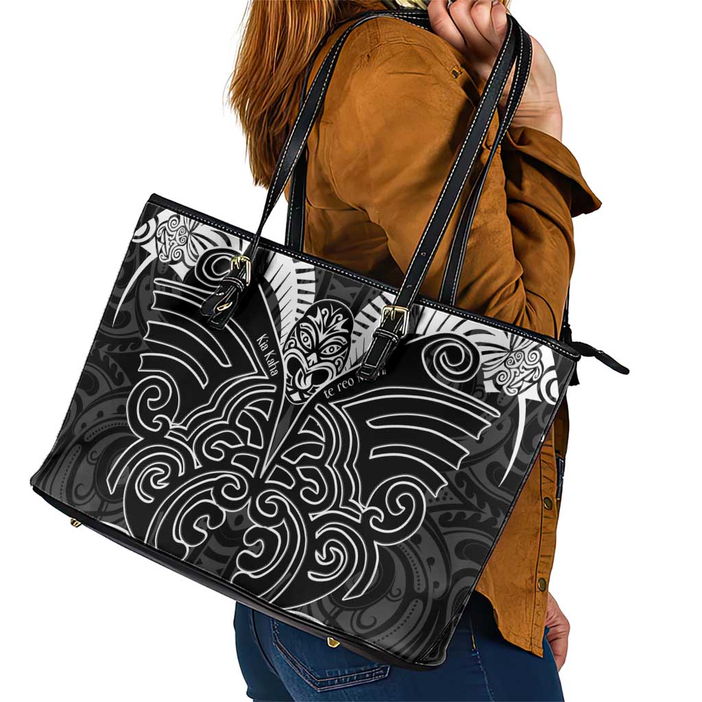 Kia Kaha Te Reo Maori Leather Tote Bag Aotearoa Hei Tiki With Hongi