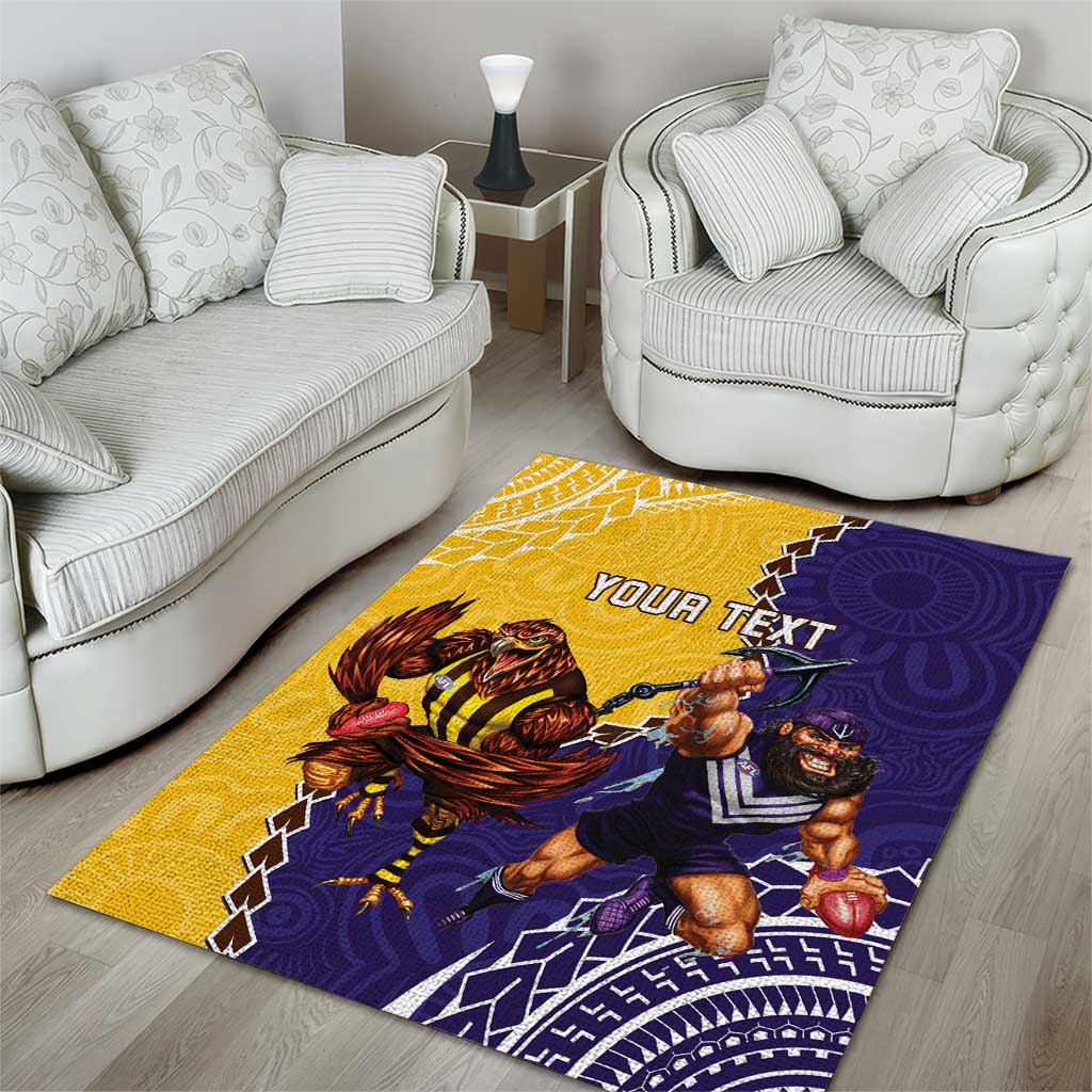 Custom Dockers And Hawks Football Area Rug Aboriginal Mix Polynesian Pattern