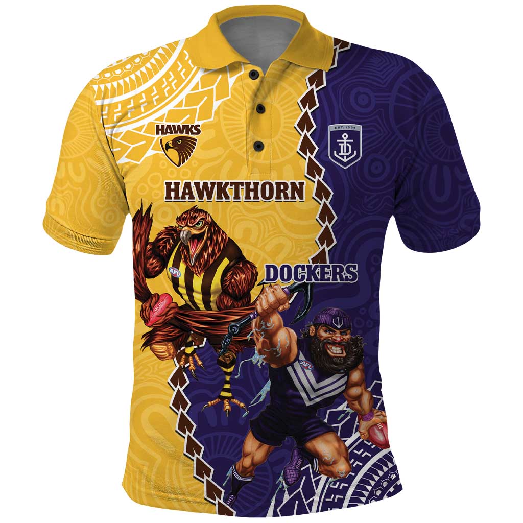 Custom Dockers And Hawks Football Polo Shirt Aboriginal Mix Polynesian Pattern