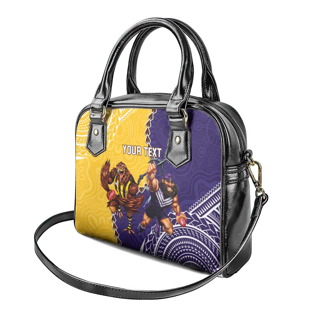 Custom Dockers And Hawks Football Shoulder Handbag Aboriginal Mix Polynesian Pattern