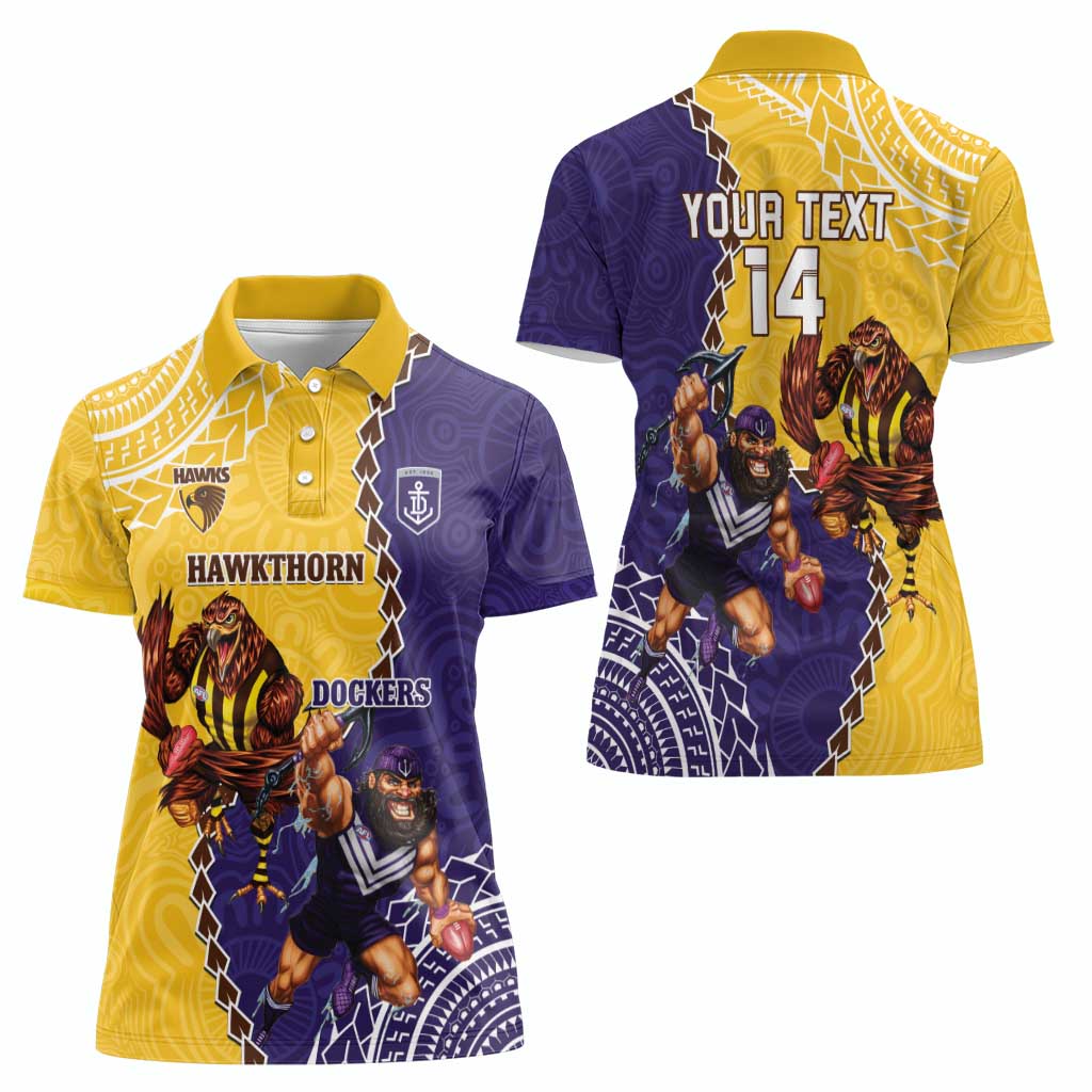 Custom Dockers And Hawks Football Women Polo Shirt Aboriginal Mix Polynesian Pattern