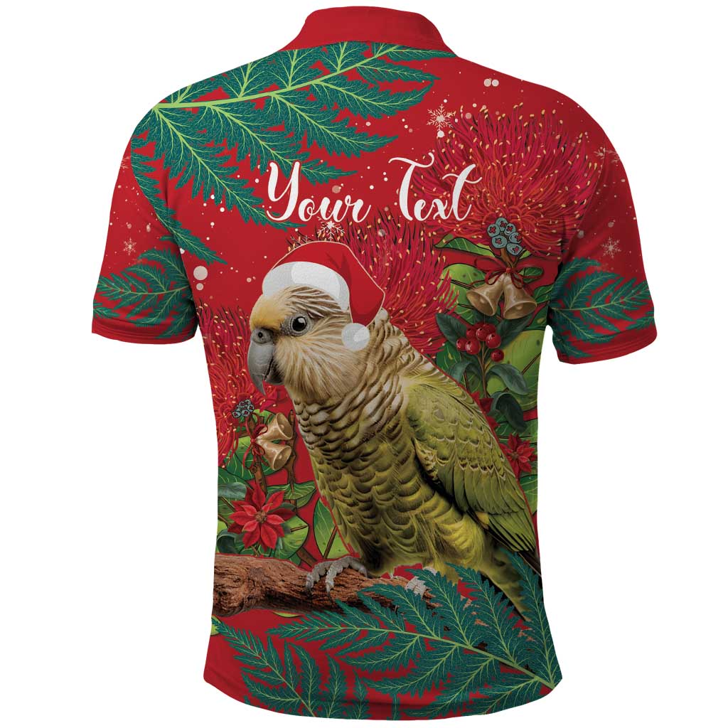 Personalised New Zealand Kakapo Christmas Polo Shirt Meri Kirihimete Silver Fern Mix Pohutukawa