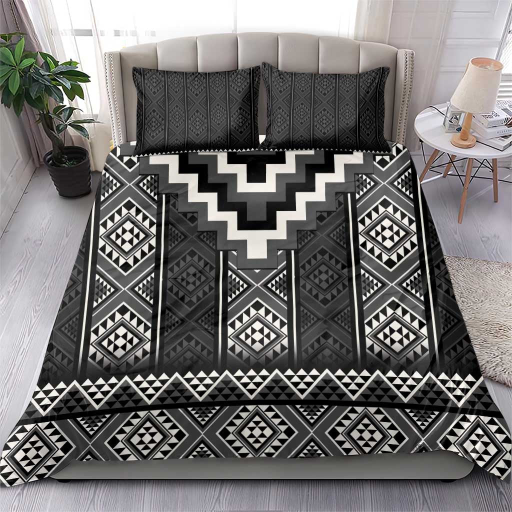 Black Taniko Aotearoa Bedding Set Niho Taniwha Mix Poutama LT14