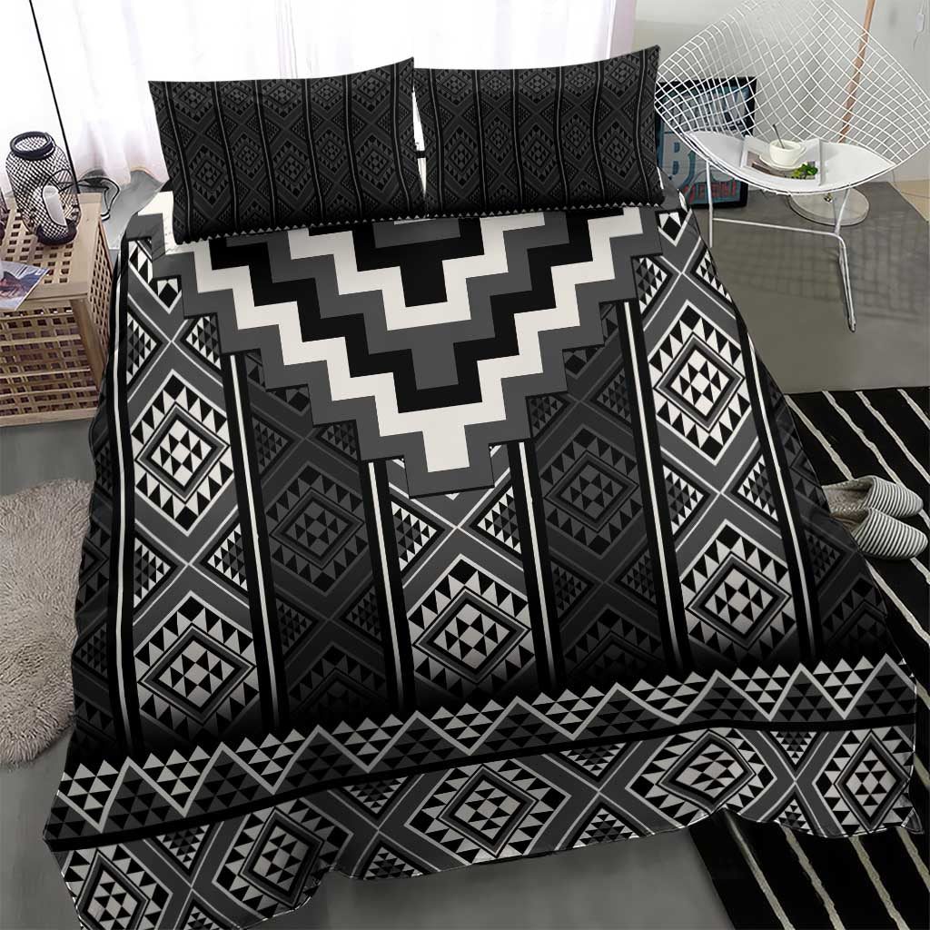 Black Taniko Aotearoa Bedding Set Niho Taniwha Mix Poutama LT14