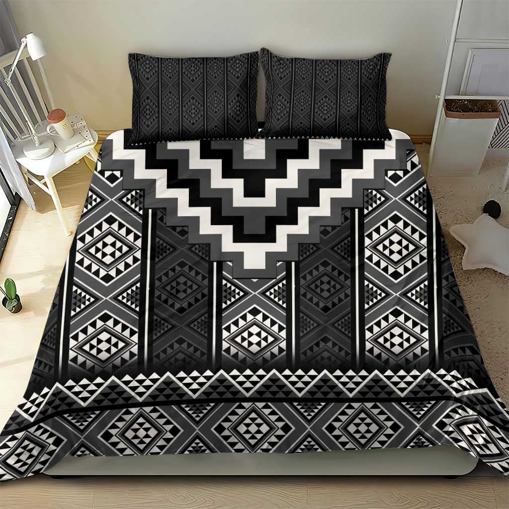 Black Taniko Aotearoa Bedding Set Niho Taniwha Mix Poutama LT14