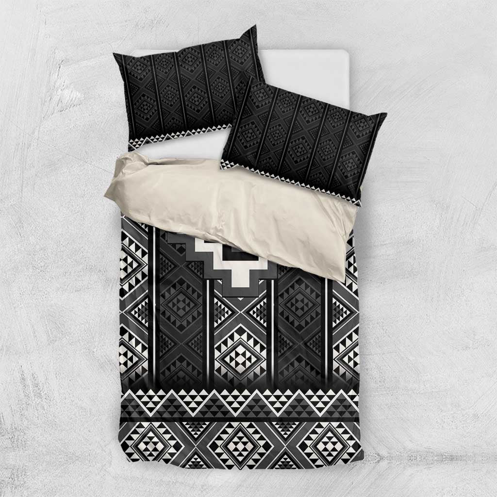 Black Taniko Aotearoa Bedding Set Niho Taniwha Mix Poutama LT14