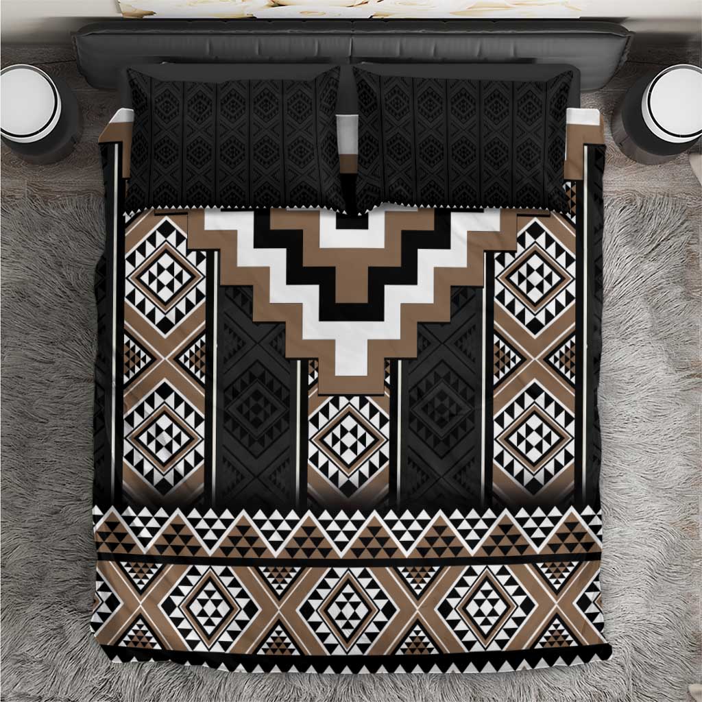 Brown Taniko Aotearoa Bedding Set Niho Taniwha Mix Poutama LT14