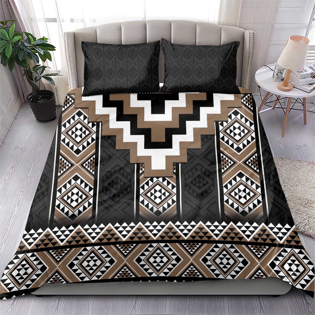 Brown Taniko Aotearoa Bedding Set Niho Taniwha Mix Poutama LT14