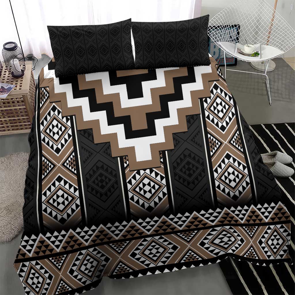 Brown Taniko Aotearoa Bedding Set Niho Taniwha Mix Poutama LT14