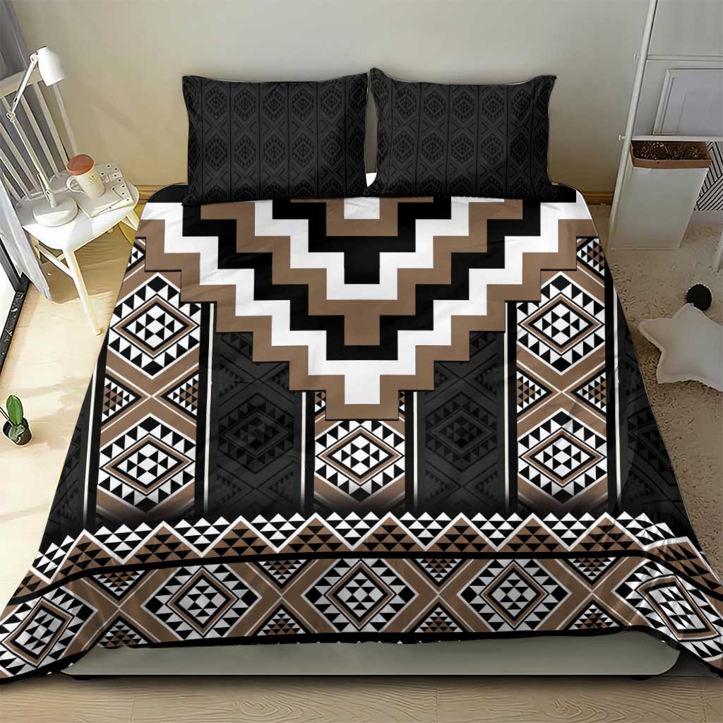 Brown Taniko Aotearoa Bedding Set Niho Taniwha Mix Poutama LT14