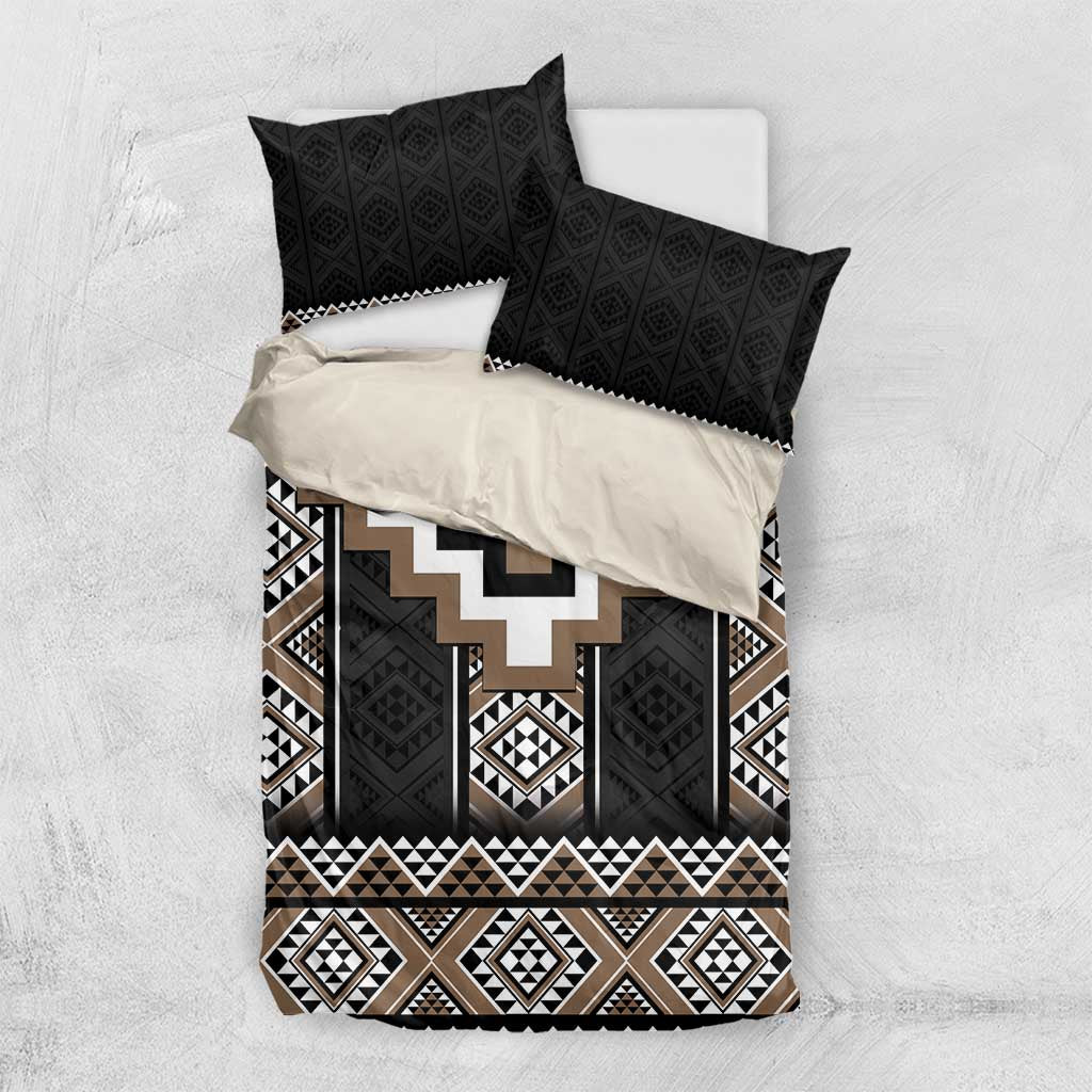 Brown Taniko Aotearoa Bedding Set Niho Taniwha Mix Poutama LT14