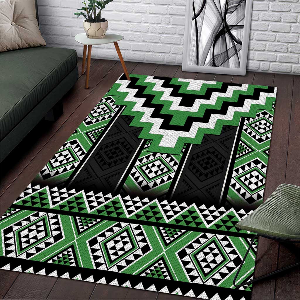 Green Taniko Pattern Aotearoa Area Rug Niho Taniwha Mix Poutama