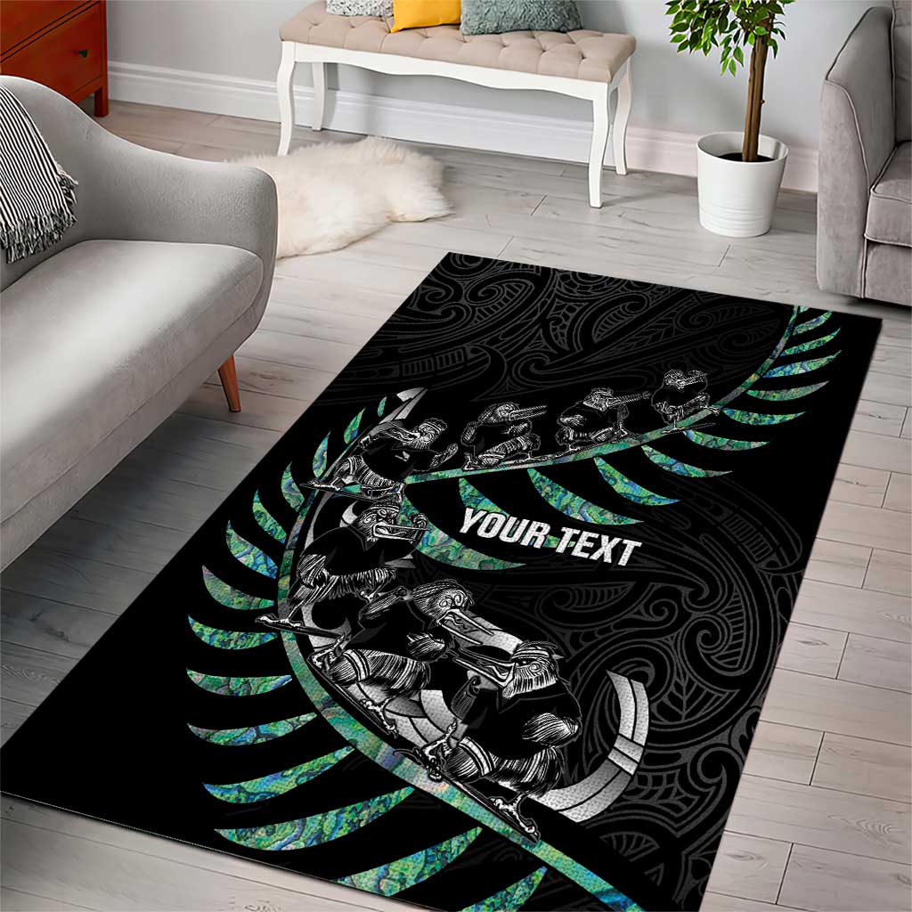 Custom New Zealand Silver Fern Rugby Area Rug Aotearoa Kiwi Maori Pattern