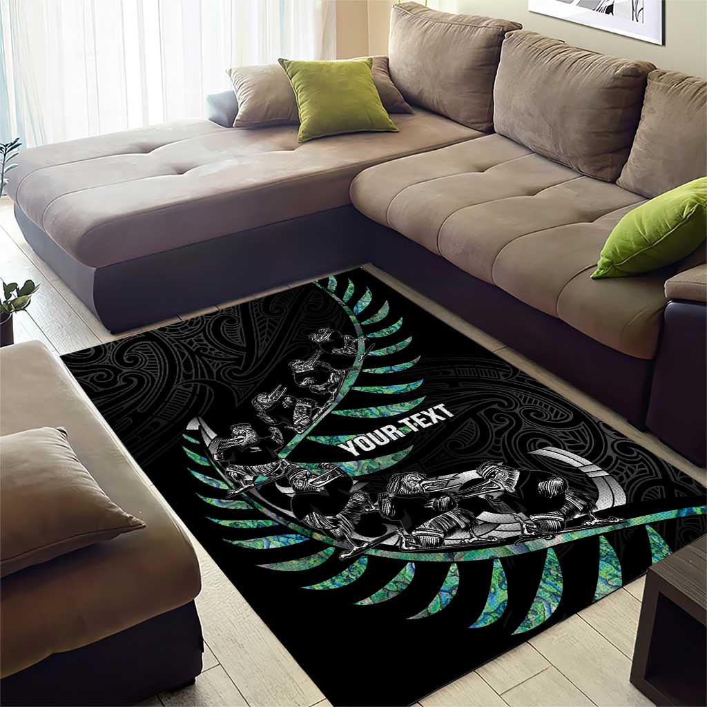 Custom New Zealand Silver Fern Rugby Area Rug Aotearoa Kiwi Maori Pattern