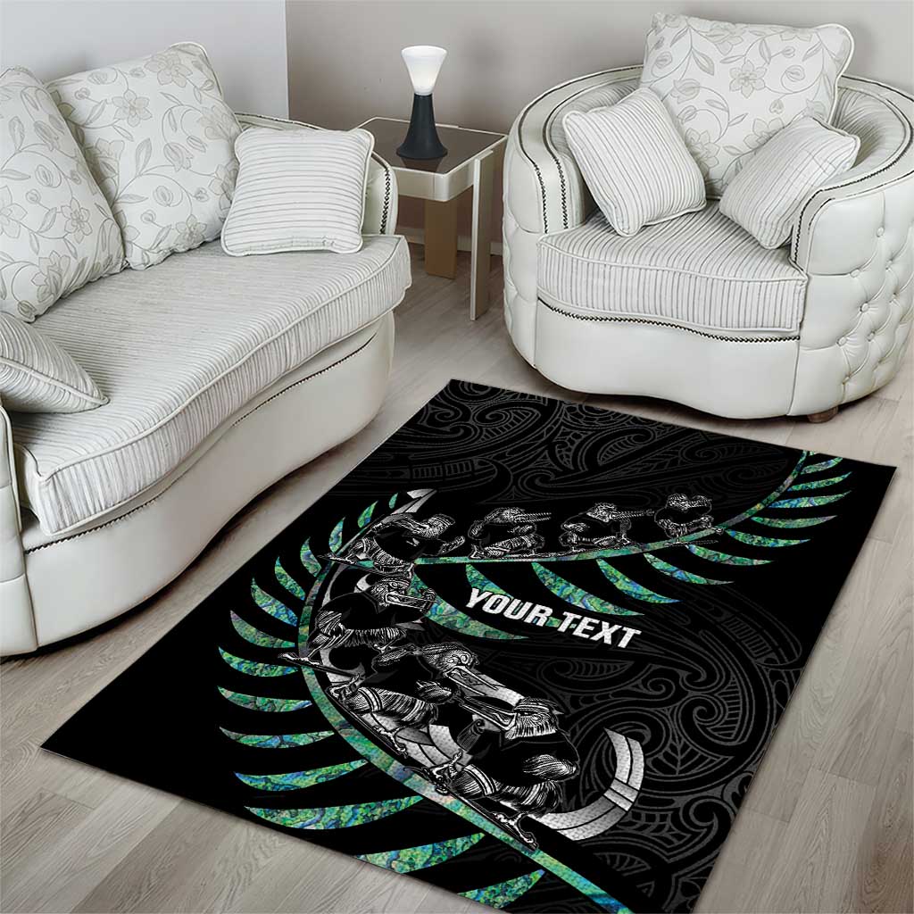 Custom New Zealand Silver Fern Rugby Area Rug Aotearoa Kiwi Maori Pattern