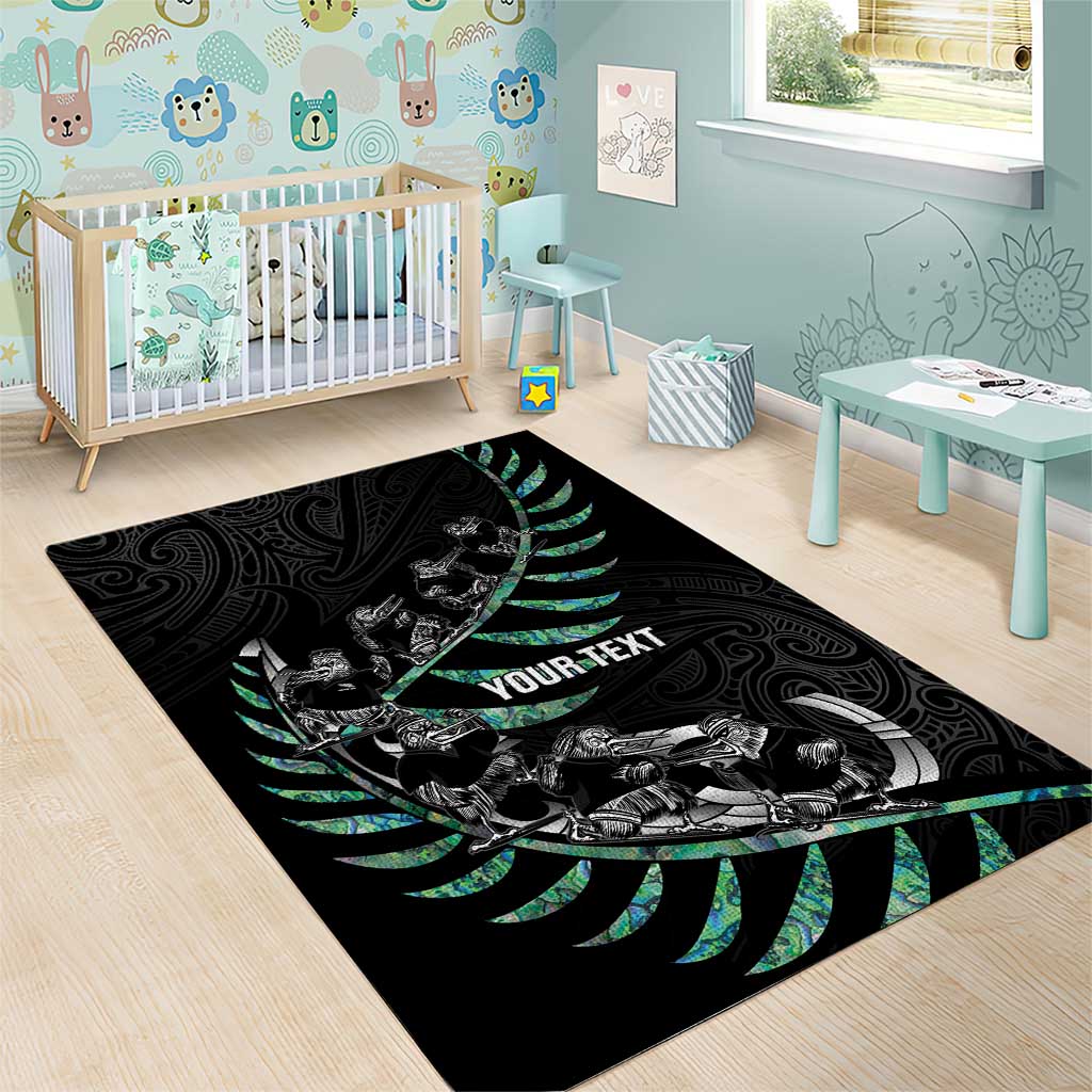 Custom New Zealand Silver Fern Rugby Area Rug Aotearoa Kiwi Maori Pattern