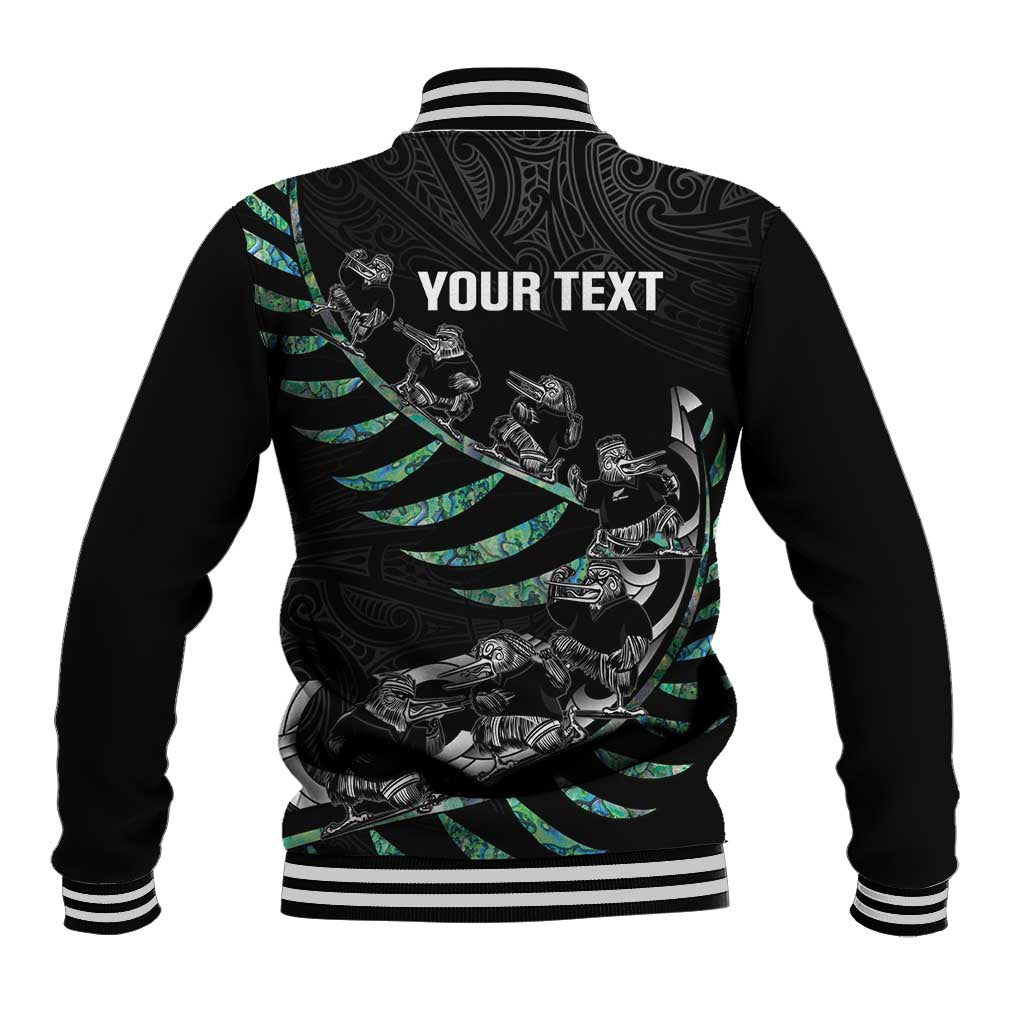 Custom New Zealand Silver Fern Rugby Baseball Jacket Aotearoa Kiwi Maori Pattern