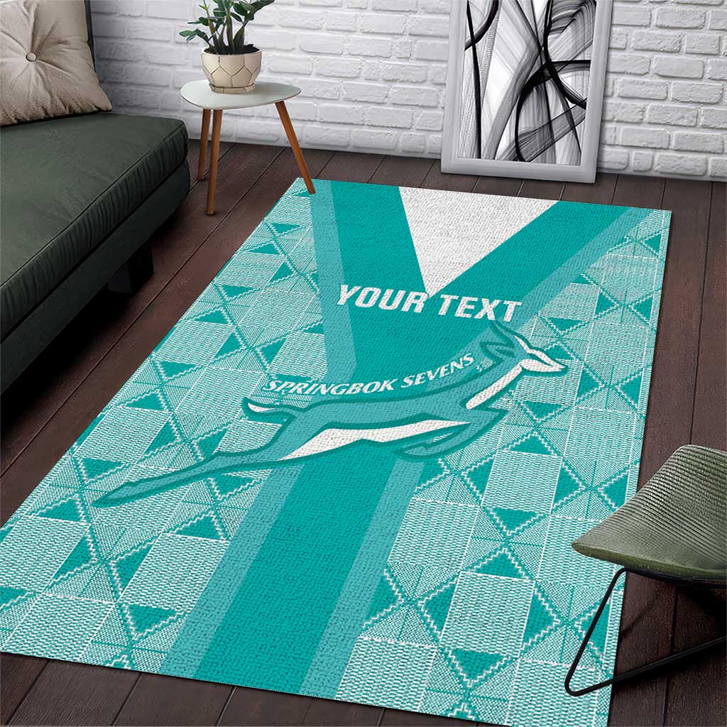 Custom South Africa Rugby Area Rug Go Champions Springboks - Teal Version