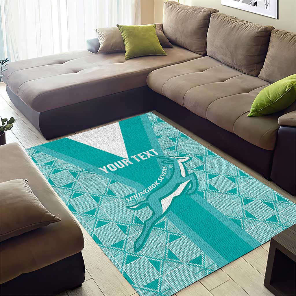 Custom South Africa Rugby Area Rug Go Champions Springboks - Teal Version