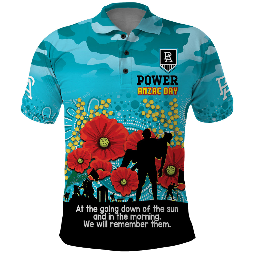 Custom Port Adelaide Football ANZAC Polo Shirt Gallipoli Camouflage With Poppies