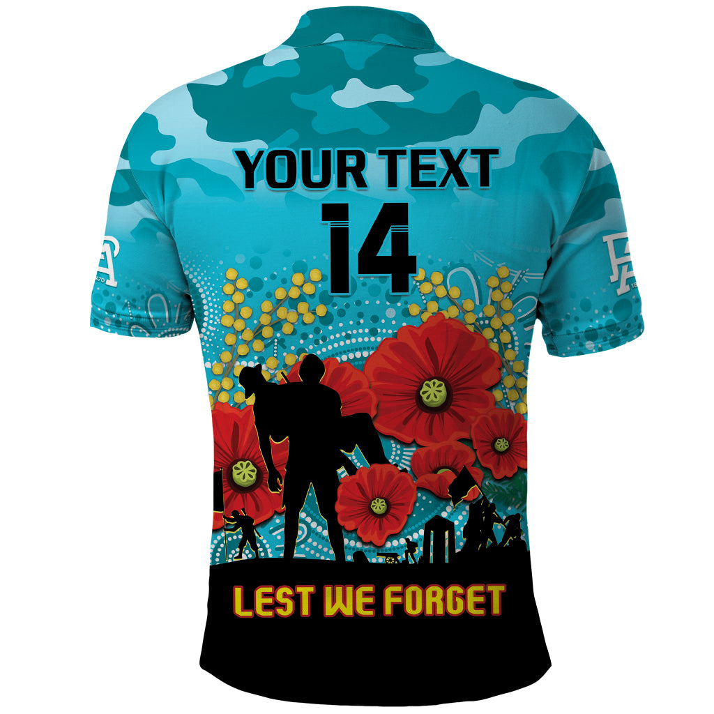 Custom Port Adelaide Football ANZAC Polo Shirt Gallipoli Camouflage With Poppies